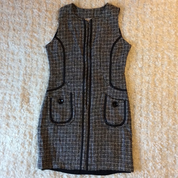 Sharagano Dresses & Skirts - Black and white tweed sleeveless dress